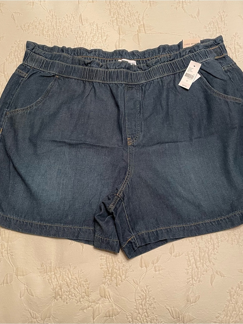 Lane Bryant Dark Blue Denim Elastic-Waist Jean Shorts